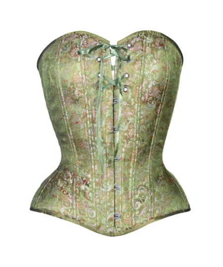 Green Brocade Corset waisttraine.com