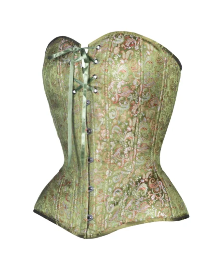 Green Brocade Corset waisttraine.com