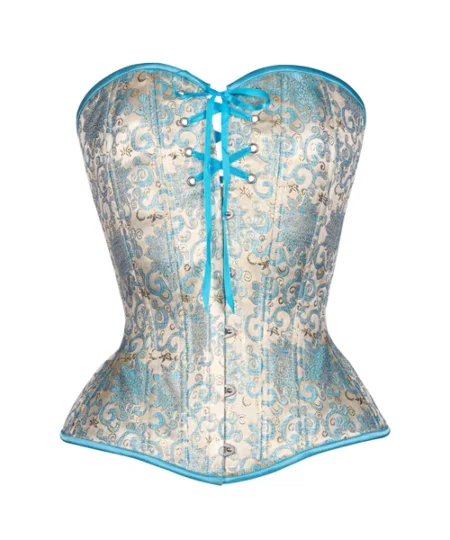 Blue Brocade Corset waisttraine.com