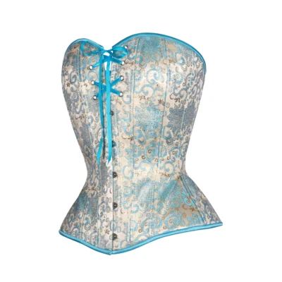 Blue Brocade Corset waisttraine.com