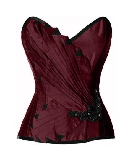 Satin Embroidered Overbust Corset waisttraine.com