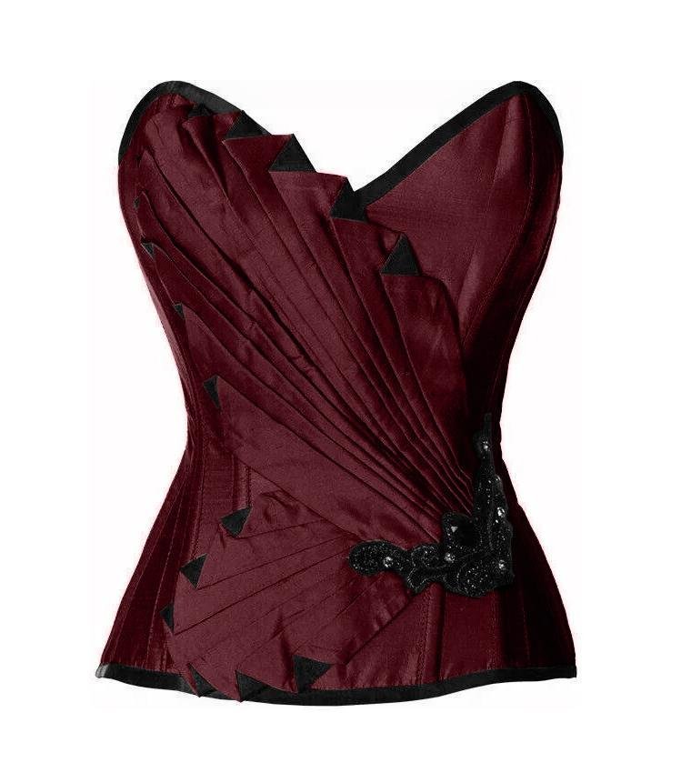 Satin Embroidered Overbust Corset waisttraine.com