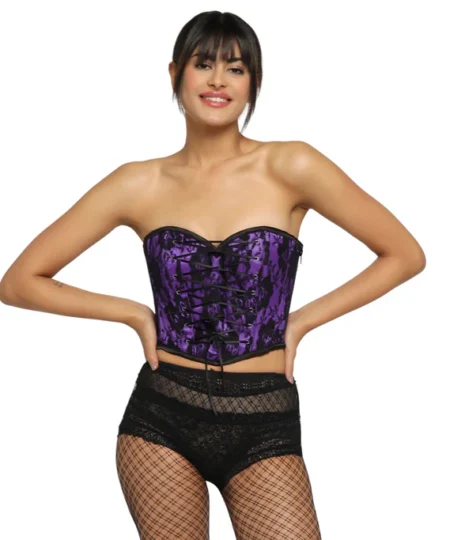 Purple And Black Corset Top waisttraine.com
