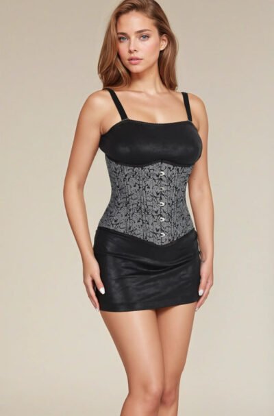 Gothic Silver Hourglass Waist Training Corset