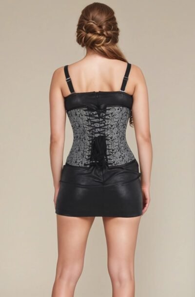 Gothic Silver Hourglass Waist Training Corset