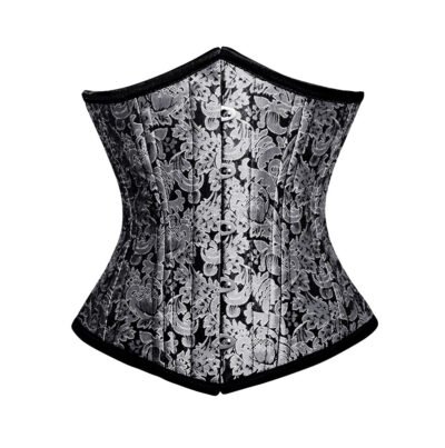 Gothic Silver Hourglass Waist Training Corset