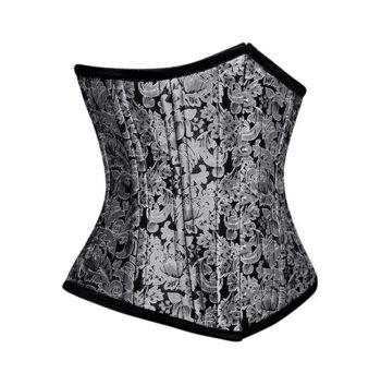 Gothic Silver Hourglass Waist Training Corset