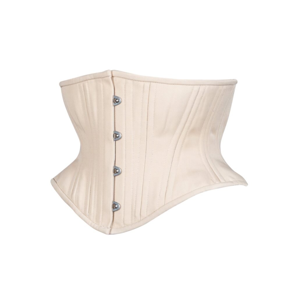 Beige Cotton Short Corset Waspie Hourglass Silhouette