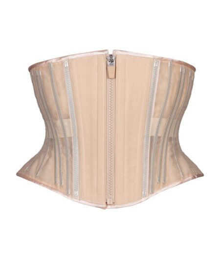 Beige Fine Mesh No Line Waspie Hourglass Short Corset