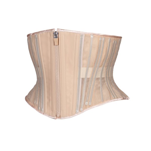 Beige Fine Mesh No Line Waspie Hourglass Short Corset