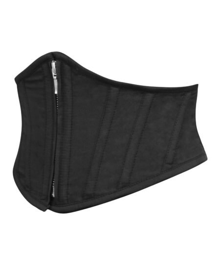 Black Cotton Waspie Corset Belt with Zip Front