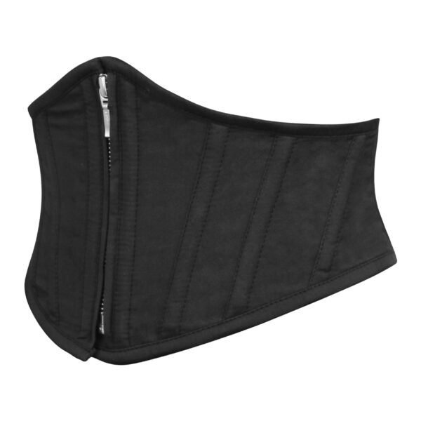 Black Cotton Waspie Corset Belt with Zip Front