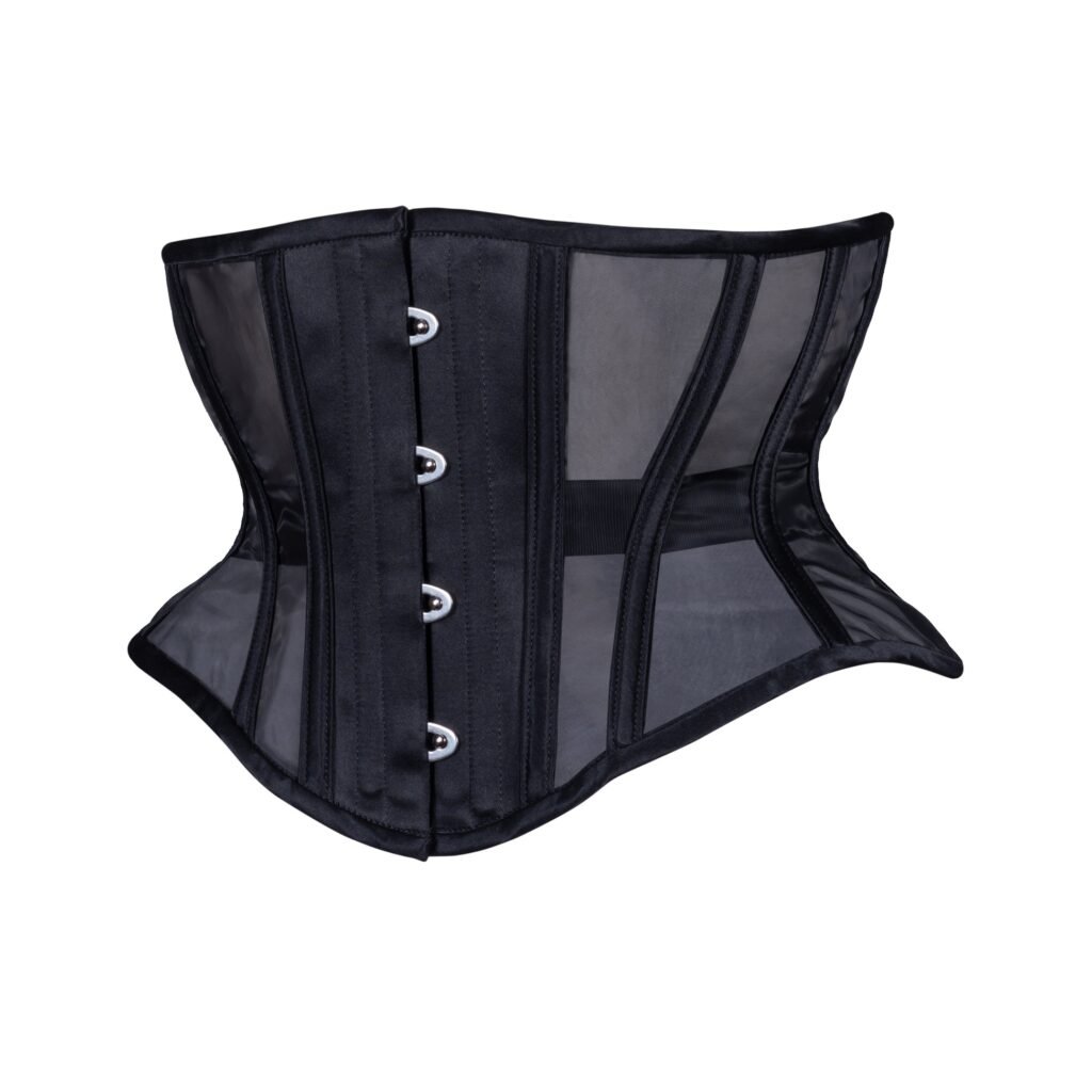 Black Fine Mesh Corset Wapsie Short Hourglass Torso