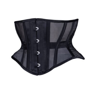 Black Fine Mesh Corset Wapsie Short Hourglass Torso