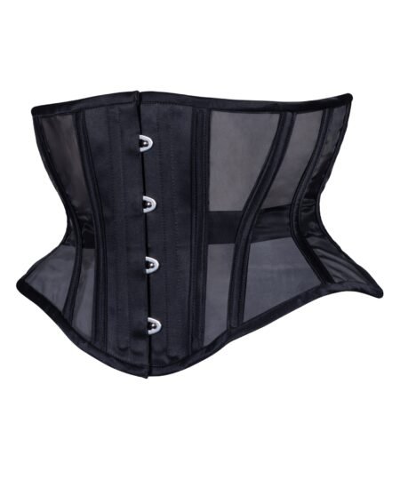 Black Fine Mesh Corset Wapsie Short Hourglass Torso