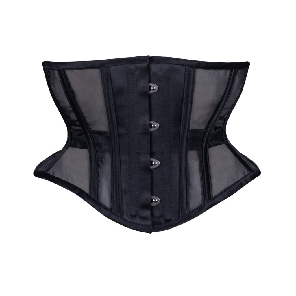 Black Fine Mesh Corset Wapsie Short Hourglass Torso