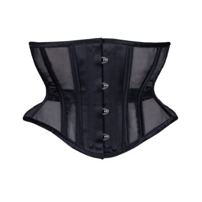 Black Fine Mesh Corset Wapsie Short Hourglass Torso