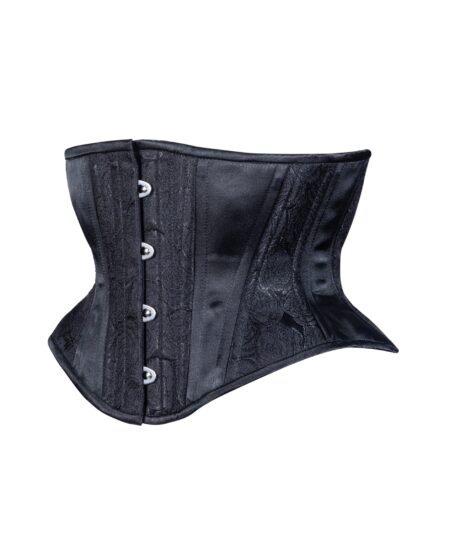 Black Floral Brocade Corset Waspie Hourglass Silhouette Torso