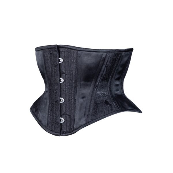 Black Floral Brocade Corset Waspie Hourglass Silhouette Torso