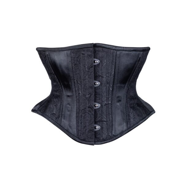 Black Floral Brocade Corset Waspie Hourglass Silhouette Torso