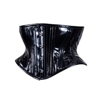 Black PVC Corset Waspie Short Hourglass Vinyl Torso