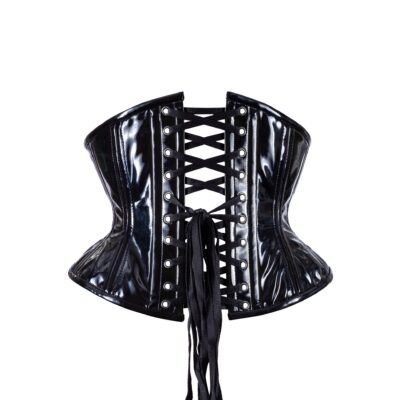 Black PVC Corset Waspie Short Hourglass Vinyl Torso