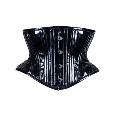 Black PVC Corset Waspie Short Hourglass Vinyl Torso