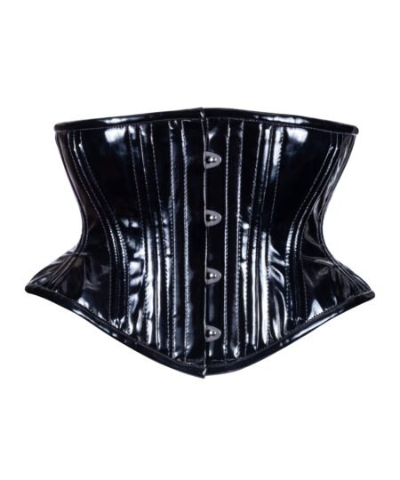 Black PVC Corset Waspie Short Hourglass Vinyl Torso