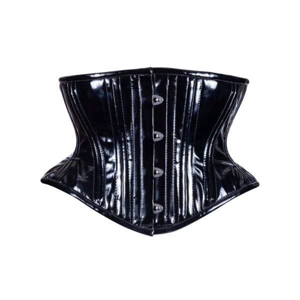 Black PVC Corset Waspie Short Hourglass Vinyl Torso