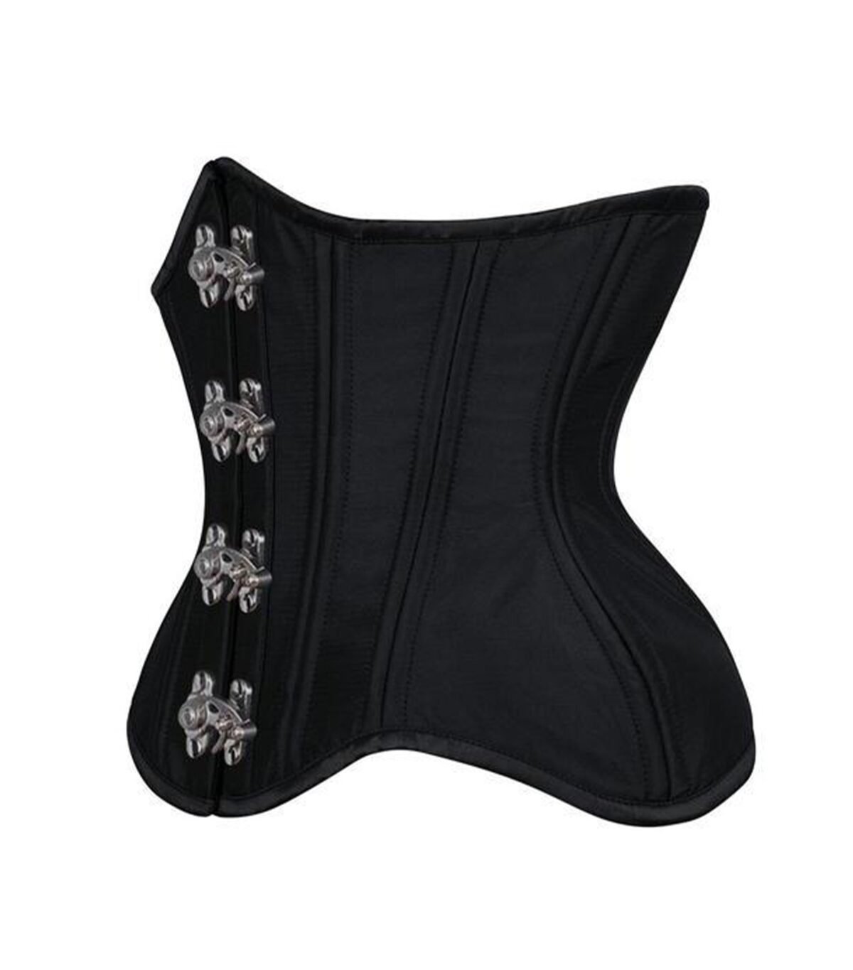 Black Satin Curvy Waist Training Corset For Women