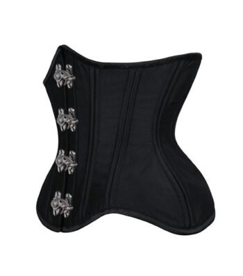 Black Satin Curvy Waist Training Corset For Women