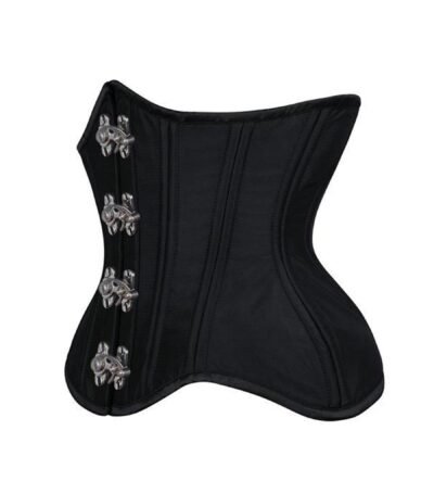 Black Satin Curvy Waist Training Corset For Women
