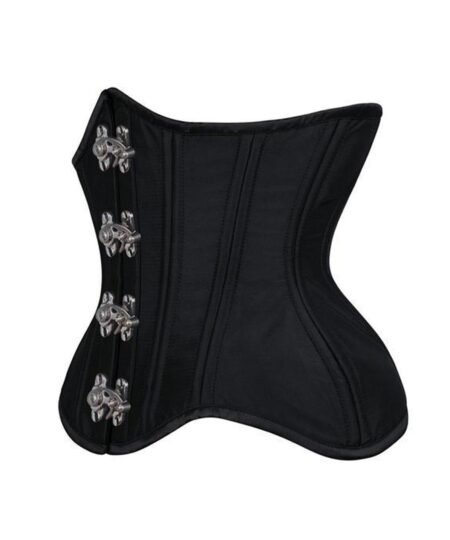 Black Satin Curvy Waist Training Corset For Women