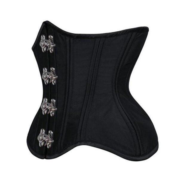 Black Satin Curvy Waist Training Corset For Women
