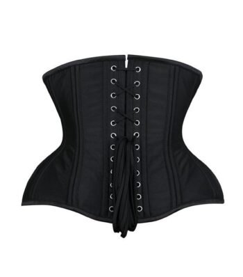 Black Satin Curvy Waist Training Corset For Women