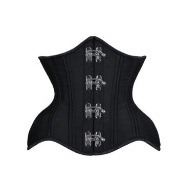 Black Satin Curvy Waist Training Corset For Women