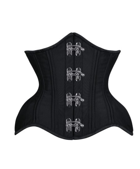 Black Satin Curvy Waist Training Corset For Women