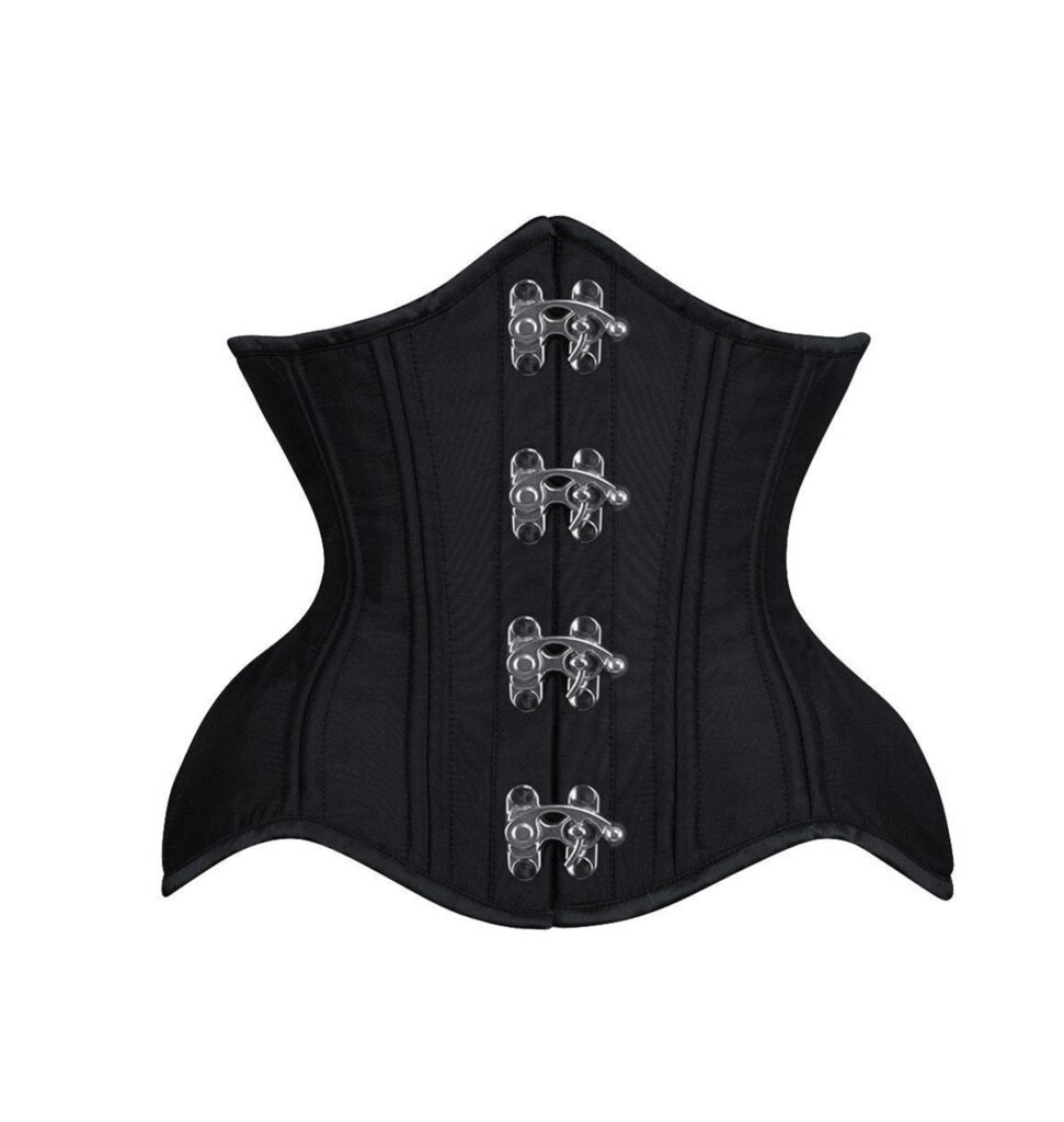 Black Satin Curvy Waist Training Corset For Women