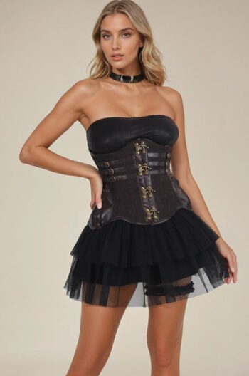Curvy Steampunk Waist Trainer Corset in Clasp Opening