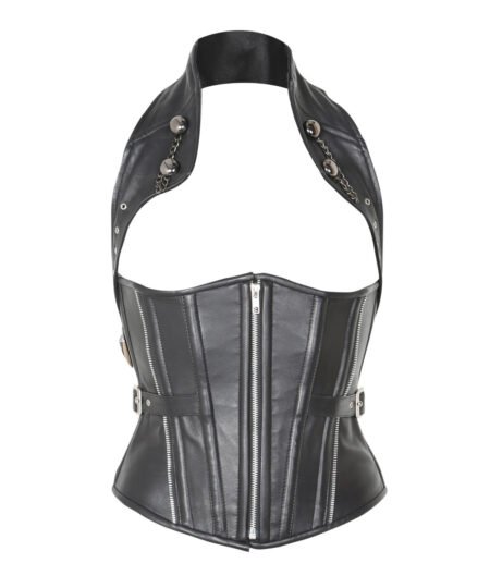 Leather Halterneck Waist Trainer Corset