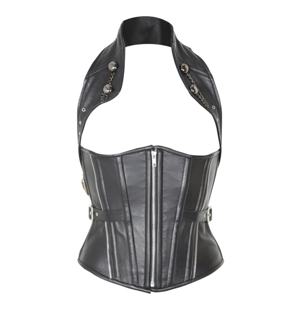 Leather Halterneck Waist Trainer Corset