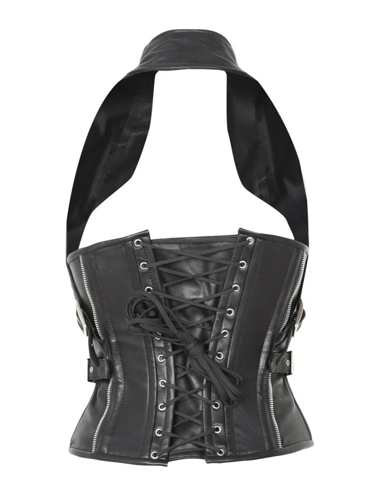 Leather Halterneck Waist Trainer Corset