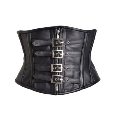 Leather Waist Cincher Short Torso Waist Trainer With Buckle