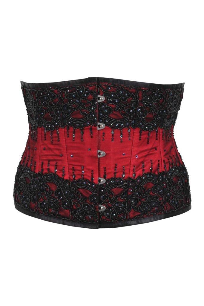 Red Fancy Christmas Waspie Corset