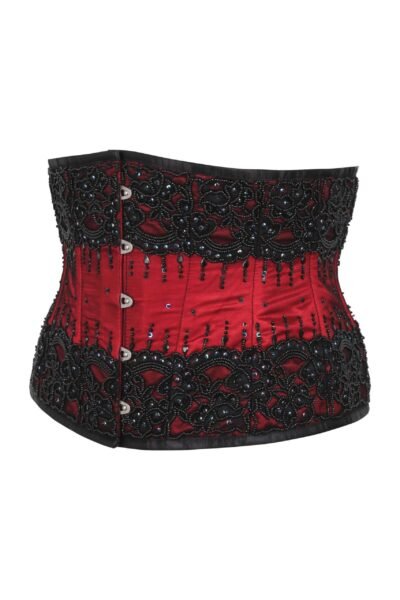 Red Fancy Christmas Waspie Corset