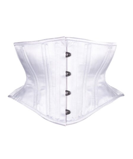 White Hourglass Silhouette Short Waspie Satin Bridal Corset