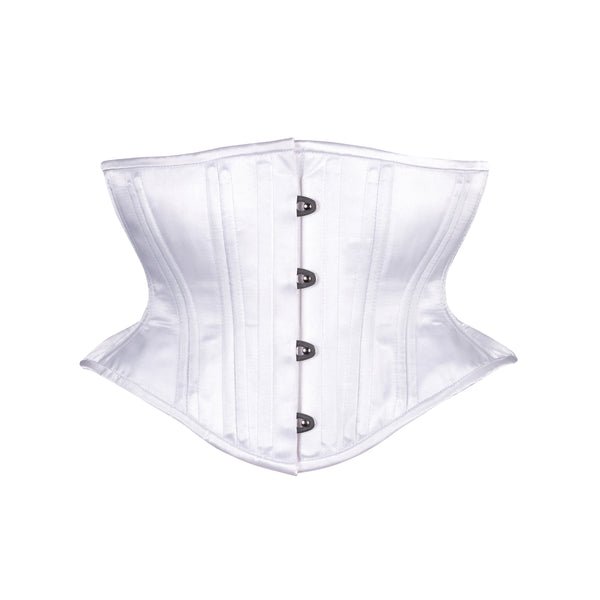 White Hourglass Silhouette Short Waspie Satin Bridal Corset