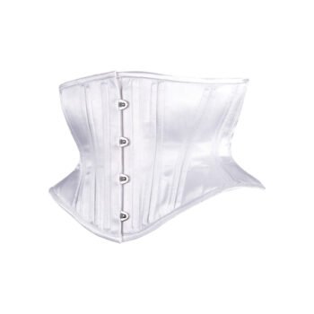 White Hourglass Silhouette Short Waspie Satin Bridal Corset