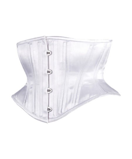 White Hourglass Silhouette Short Waspie Satin Bridal Corset