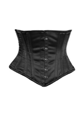 Black Satin Mini Waist Cincher Corset Waspie